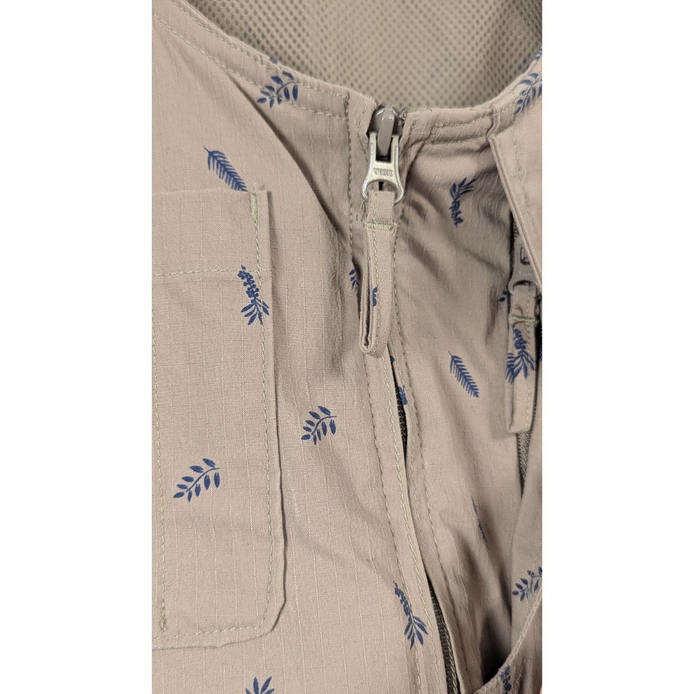 Duluth Trading Co Women's Fly Fishing Utility Vest Khaki Leaf Print Full Zip M - Picture 7 of 11